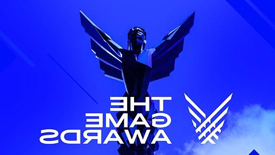 A graphic with a blue background and a Game Awards trophy sitting on a pedestal. “The Game Awards 12月9日”的字样用白色覆盖着.